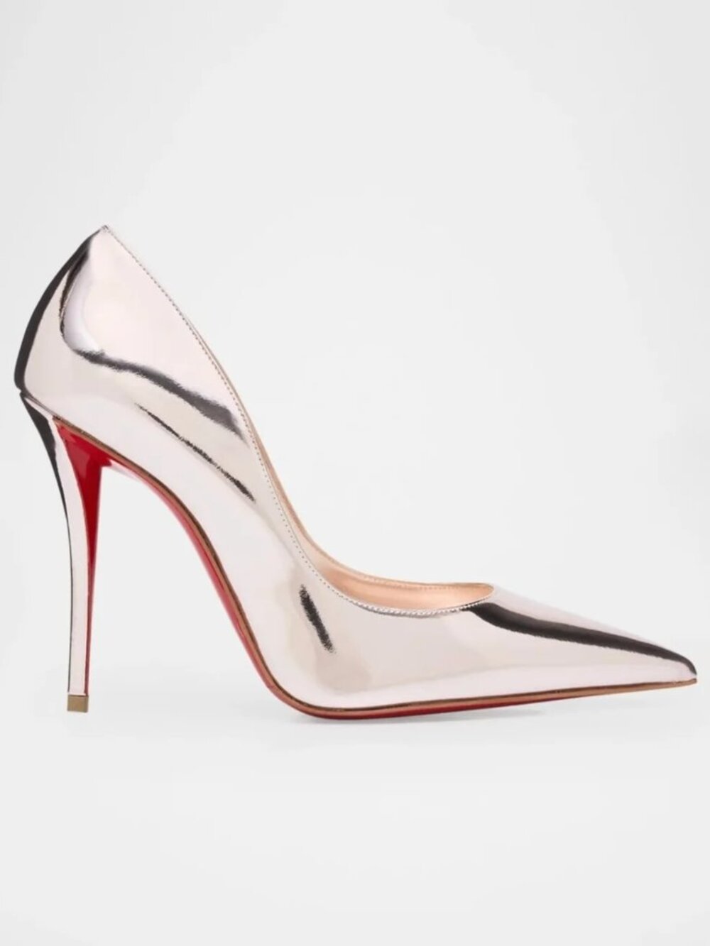 Christian Louboutin Miss Z 100mm Metallic Leather Pumps - Rose Gold - 39